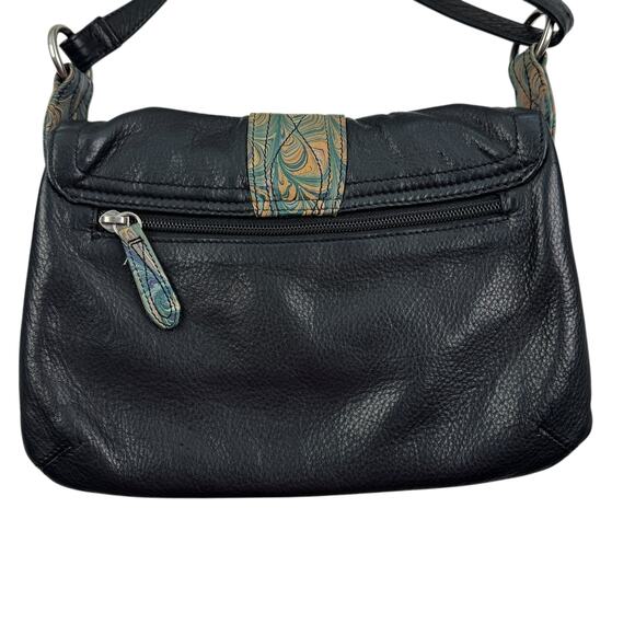 Solace Artsy Art To Wear Black Pebbled Buttery Soft Leather Boho Purse - Picture 5 of 14